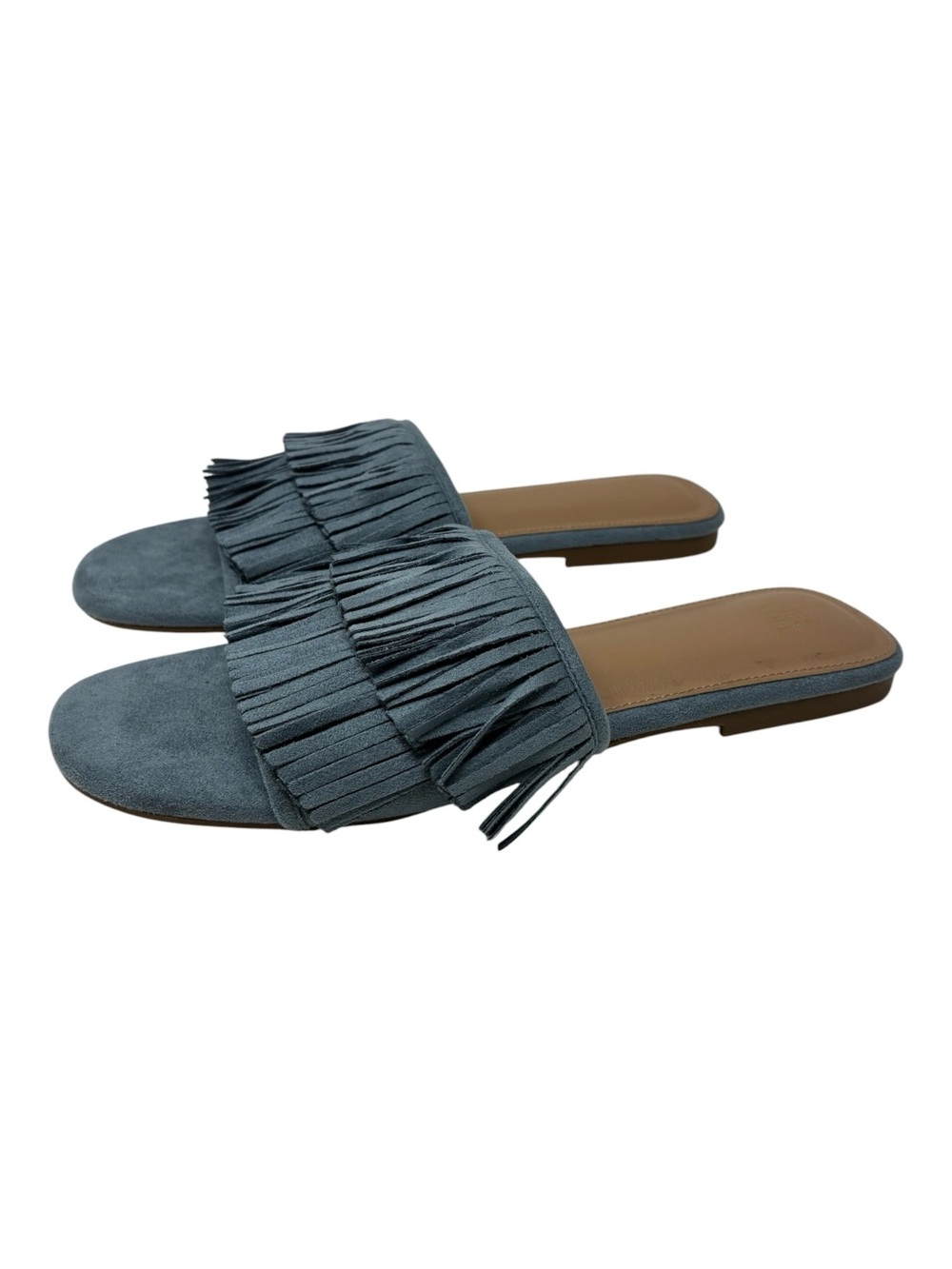 Time and Tru Blue Fringe Slide Sandals Size 7 - Picture 3 of 12